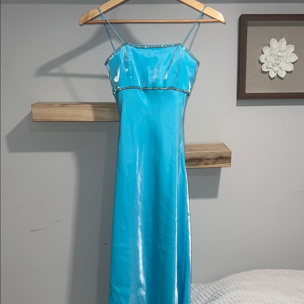 Cache vintage silky Blue iridescent Prom Dress‎